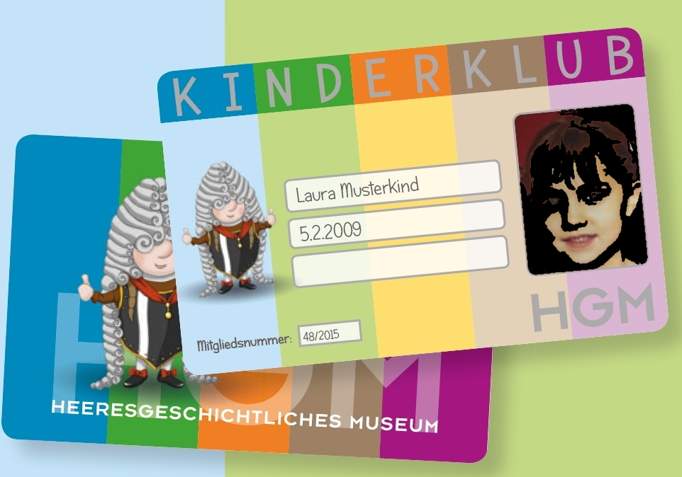 Bunter Kinderklubausweis mit Symbolfigur "Eugen", Felder für Namen und Mitgliedsnummer und Porträtfoto.