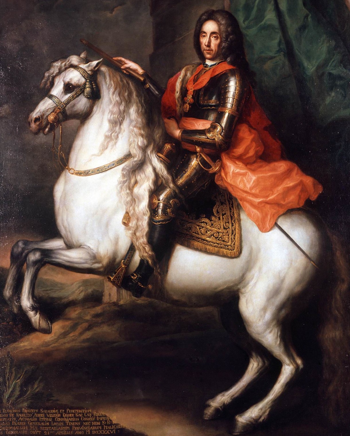 Gemälde von Prinz Eugen von Savoyen auf einem Pferd.