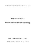 Ankündigungsblatt für die Wechselausstellung "Bilder aus dem Ersten Weltkrieg", darüber steht "Heeresgeschichtliches Museum in Wien".
