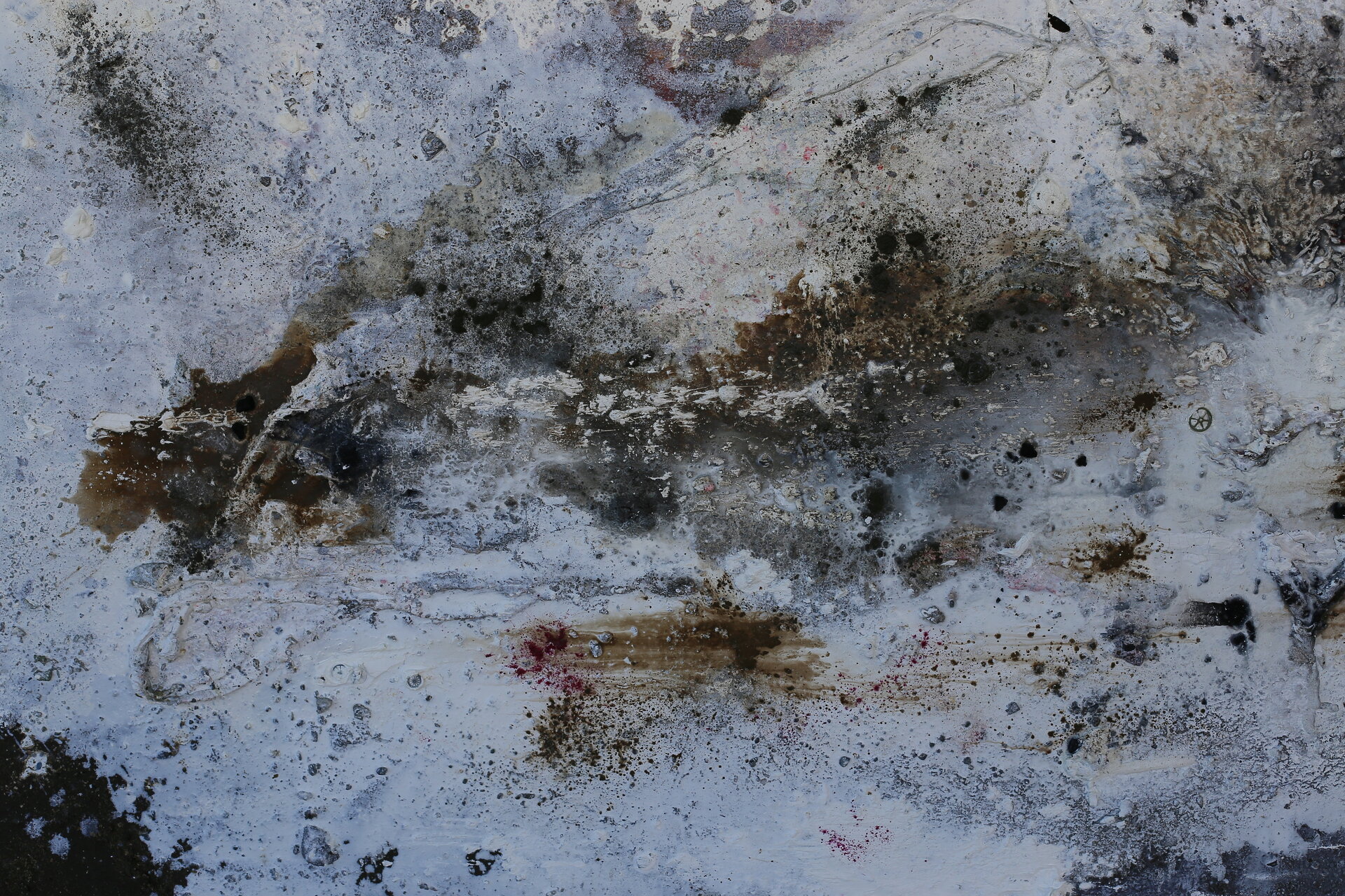 Auf diesem Bild sieht man ein Abschnitt eines Kunstwerk auf einer großformatigen Leinwand des Künstlers Karl Hadwig Kaltner. 